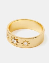 14ct Gold-Plated Star Band Ring, Gold (GOLD), large