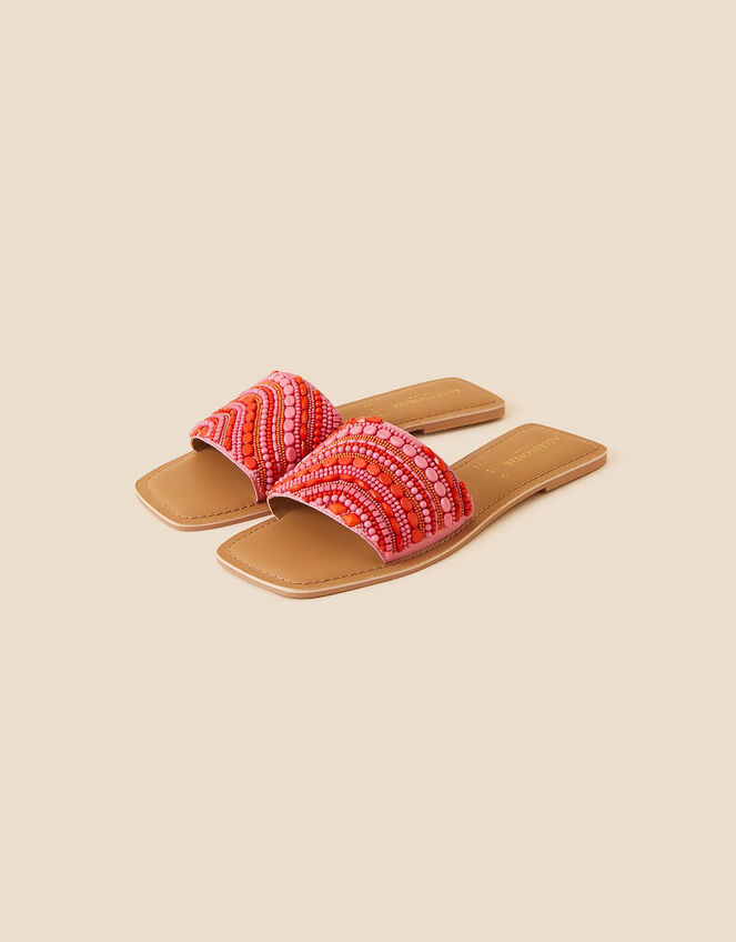 Bright Swirl Beaded Sliders, Pink (PINK), large