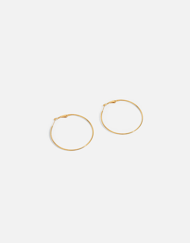 Stainless Steel Large Thin Hoop Earrings, Gold (GOLD), large