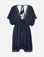 Stripe Kaftan in LENZING™ ECOVERO™, Blue (NAVY), large