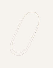 Sterling Silver Plated Long Leaf Necklace, , large