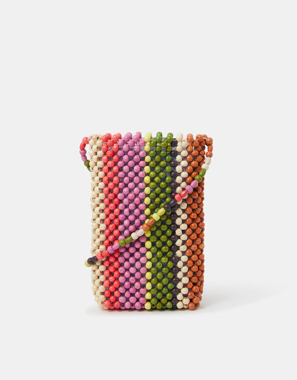 Stripe Beaded Phone Bag, , large
