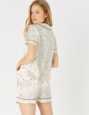 Star Print Satin Pyjama Set , Ivory (IVORY), large