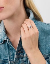 3-Pack Sterling Silver-Plated Mixed Stone Rings, Silver (ST SILVER), large