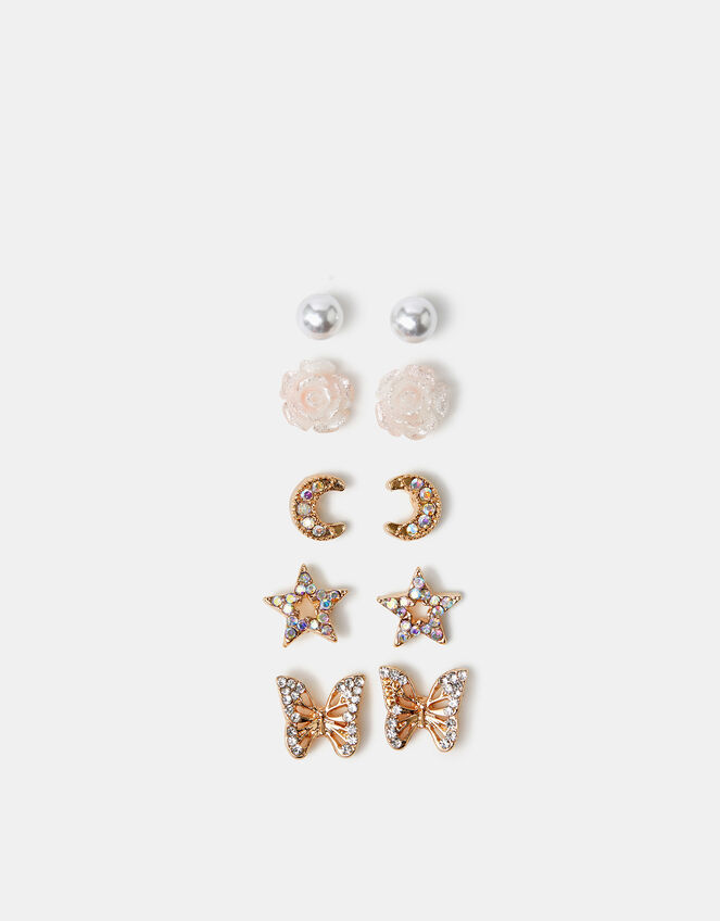 5-Pack Girls Butterfly Stud Earrings, , large