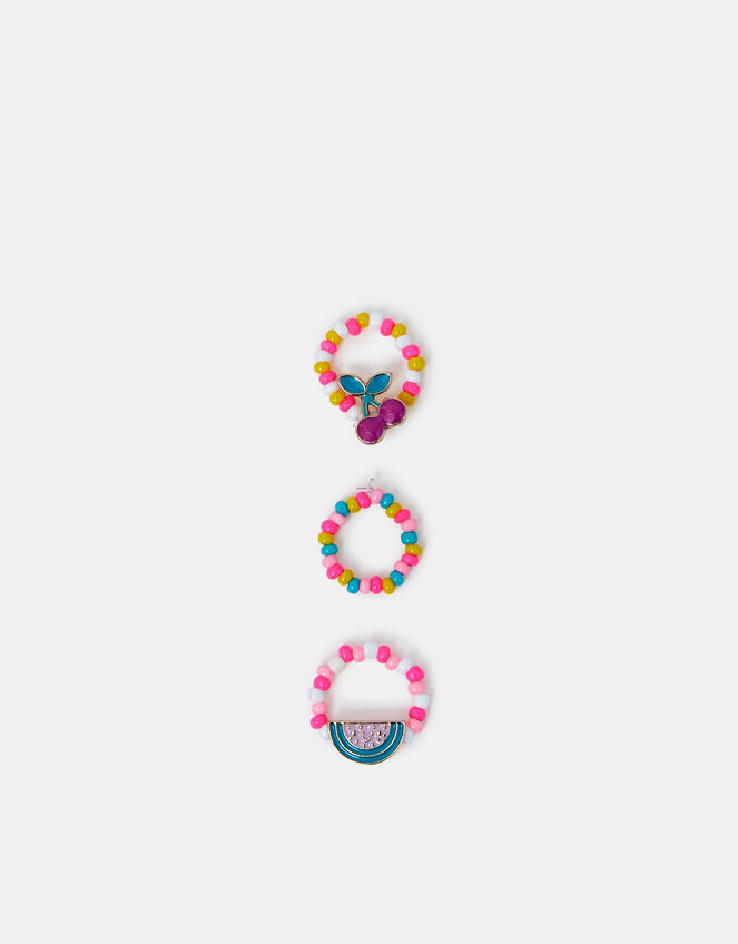3-Pack Girls Fruit Beaded Rings, , large