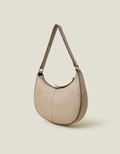 Leather Scoop Shoulder Bag, Nude (NUDE), large
