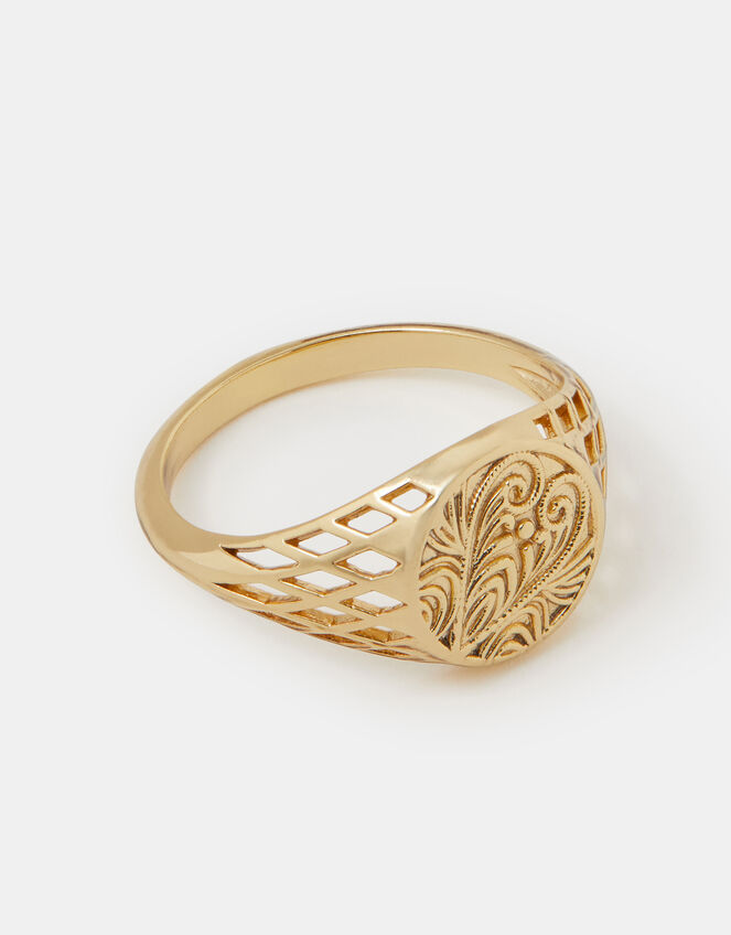 14ct Gold-Plated Filigree Coin Ring, Gold (GOLD), large