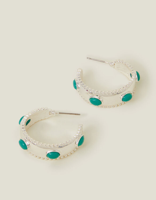 Western Stone Hoop Earrings, , large