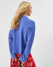 Plain Collar Cardigan, Blue (BLUE), large