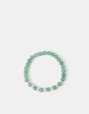 Sterling Silver-Plated Semi-Precious Stretch Bracelet, Green (GREEN), large