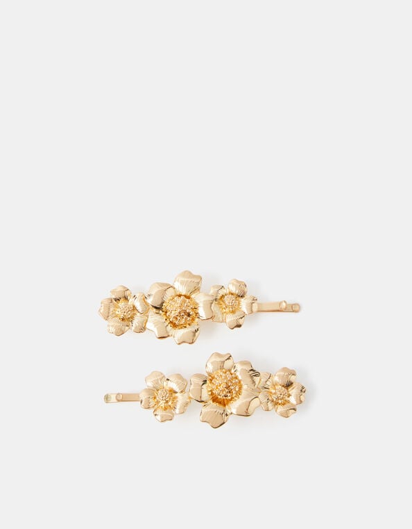 2-Pack Floral Metal Hair Slides, , large