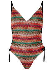Zig-Zag Macramé Swimsuit, Multi (BRIGHTS-MULTI), large