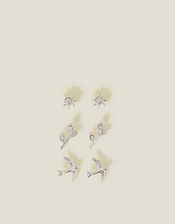 3-Pack Swallow Stud Earrings, Silver (SILVER), large