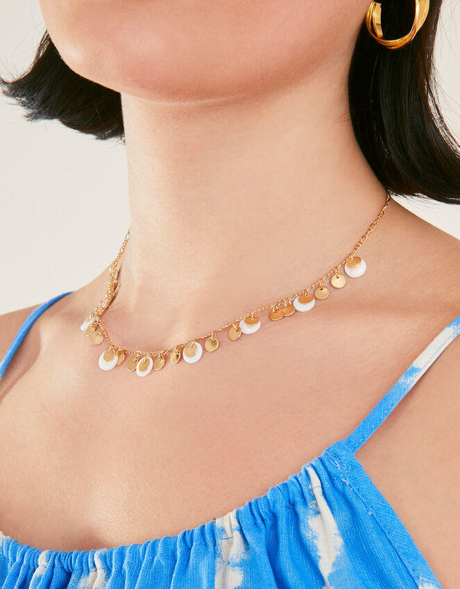 Mother of Pearl Mini Disc Necklace Necklaces Accessorize UK