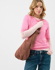 Slouchy Raffia Crossbody Bag, , large