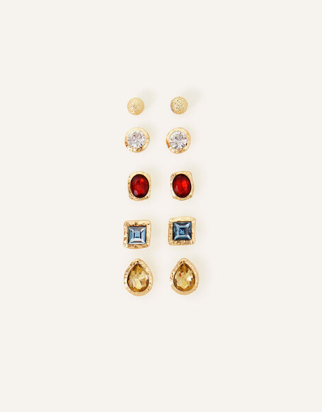 Gem Stud Earrings 5 Pack, , large