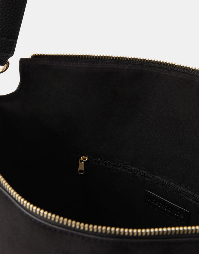 Large Slouchy Suedette Handbag, Black (BLACK), large