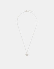 Sterling Silver Diamanté Star Pendant Necklace, , large