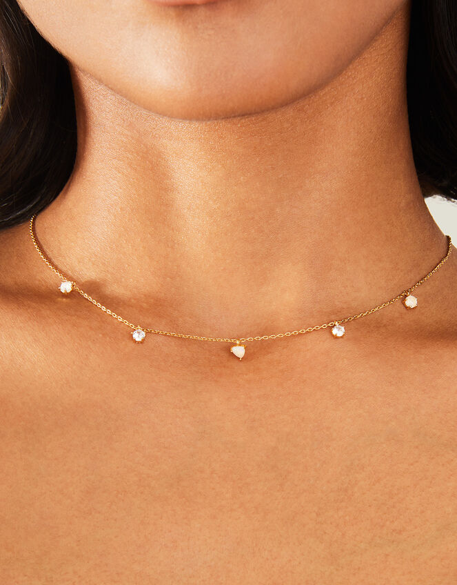 14ct Gold-Plated Opal Station Necklace, , large