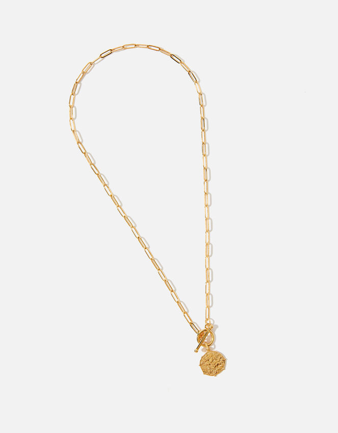 Gold-Plated Coin and T-Bar Necklace, , large
