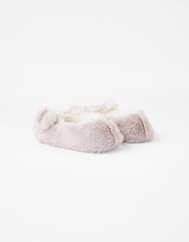 Girls Bella Bunny Fluffy Slippers, Grey (GREY), large