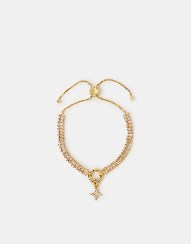 14ct Gold-Plated Baguette Toggle Charm Bracelet, , large