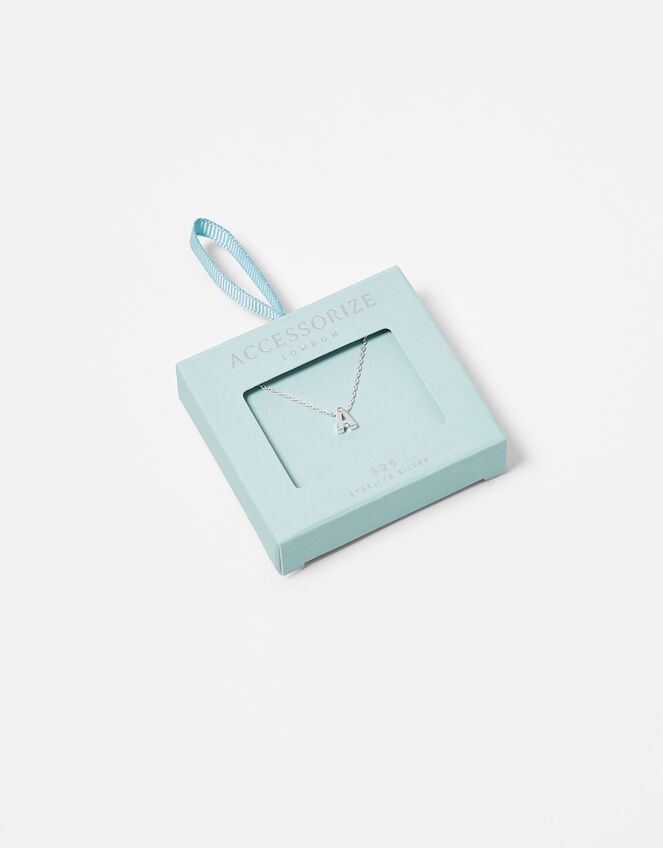 Sterling Silver Sparkle Initial Necklace - A, , large