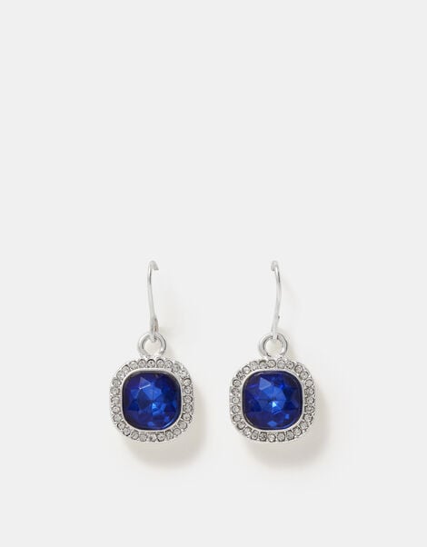 Mini Gemstone Drop Earrings, Blue (BLUE), large