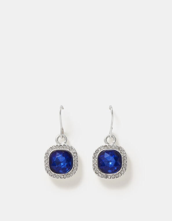 Mini Gemstone Drop Earrings, Blue (BLUE), large