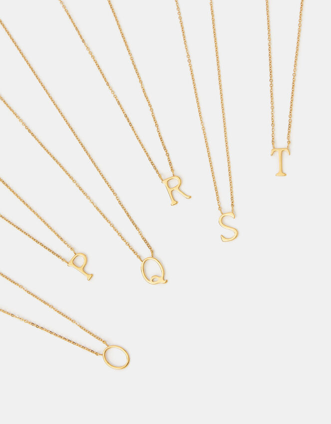 Stainless Steel Initial Pendant Necklace, Gold (GOLD), large