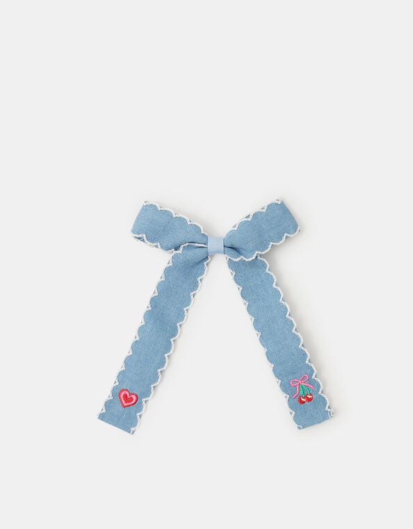 Girls Chambray Bow Hair Clip, , large
