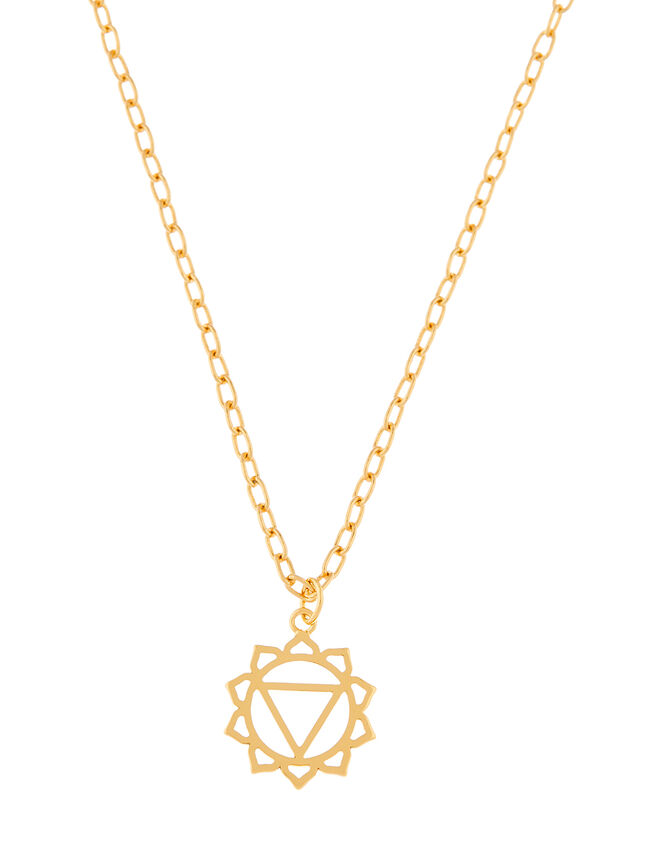 Gold-Plated Throat Chakra Pendant Necklace, , large