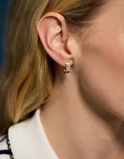 2-Pack 14ct Gold-Plated Rectangle Hoop Earrings, , large