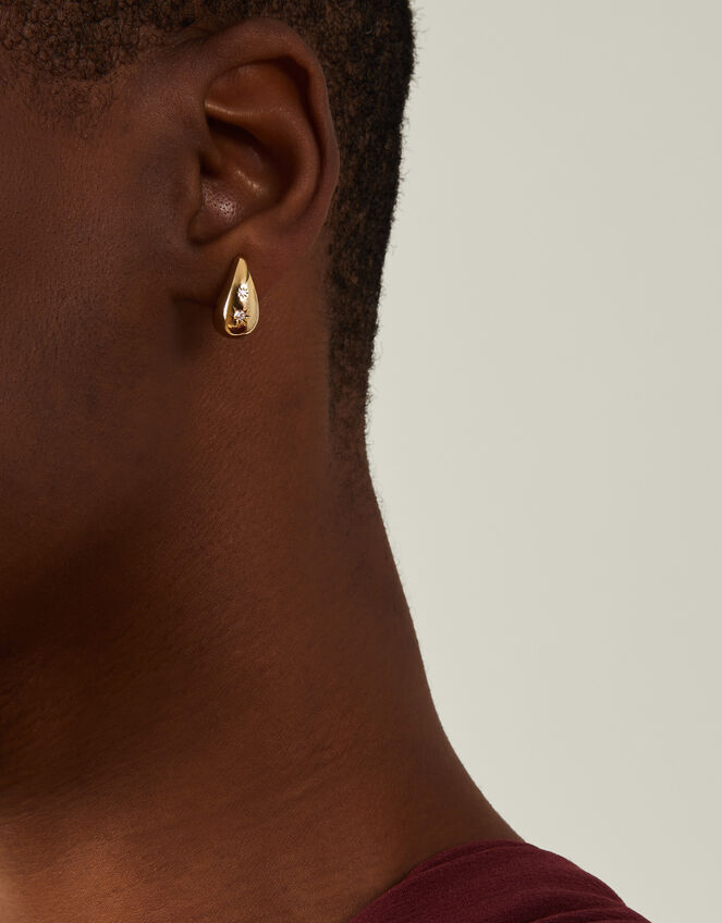 14ct Gold-Plated Sparkle Teardrop Earrings, , large
