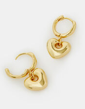 14ct Gold-Plated Heart Huggie Hoop Earrings, , large