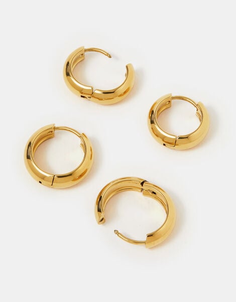 2-Pack Stainless Steel Chunky Hoop Earrings, , large