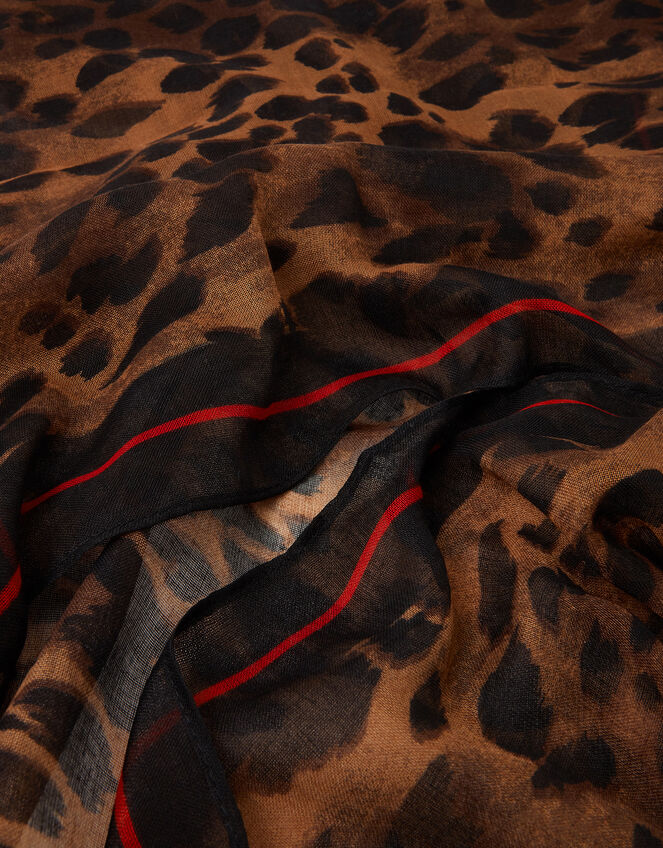 Lightweight Leopard Print Scarf, , large