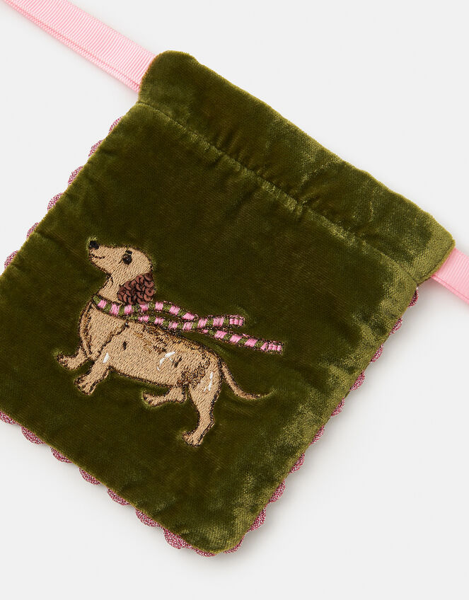 Sausage Dog Velvet Drawstring Pouch, , large