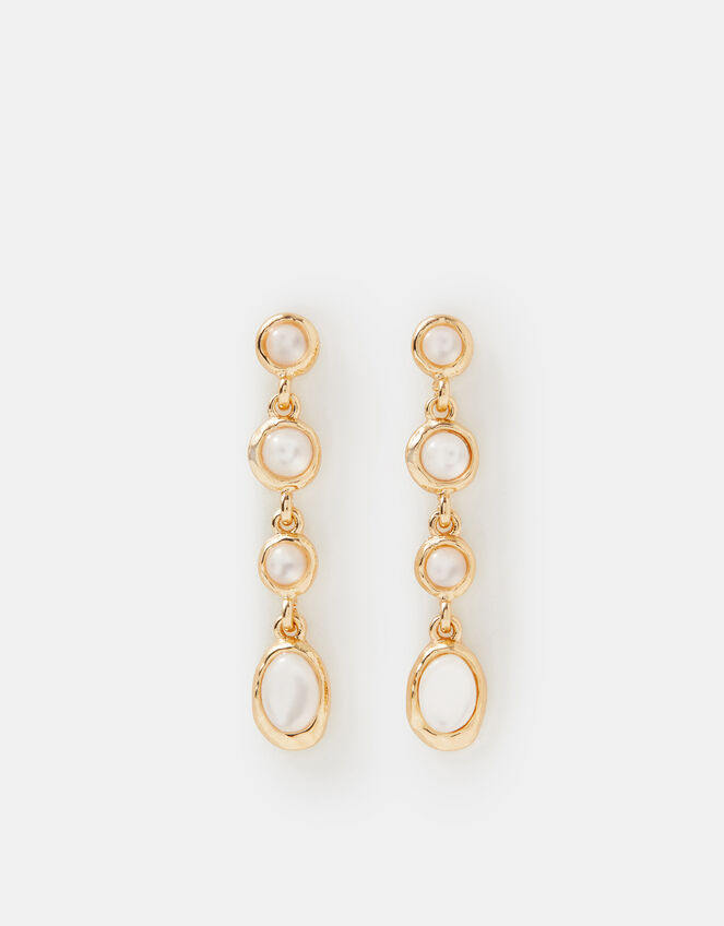 Mini Stone Drop Earrings, White (WHITE), large