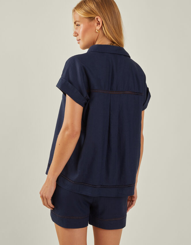 Cap Sleeve Boxy Shirt, Blue (NAVY), large