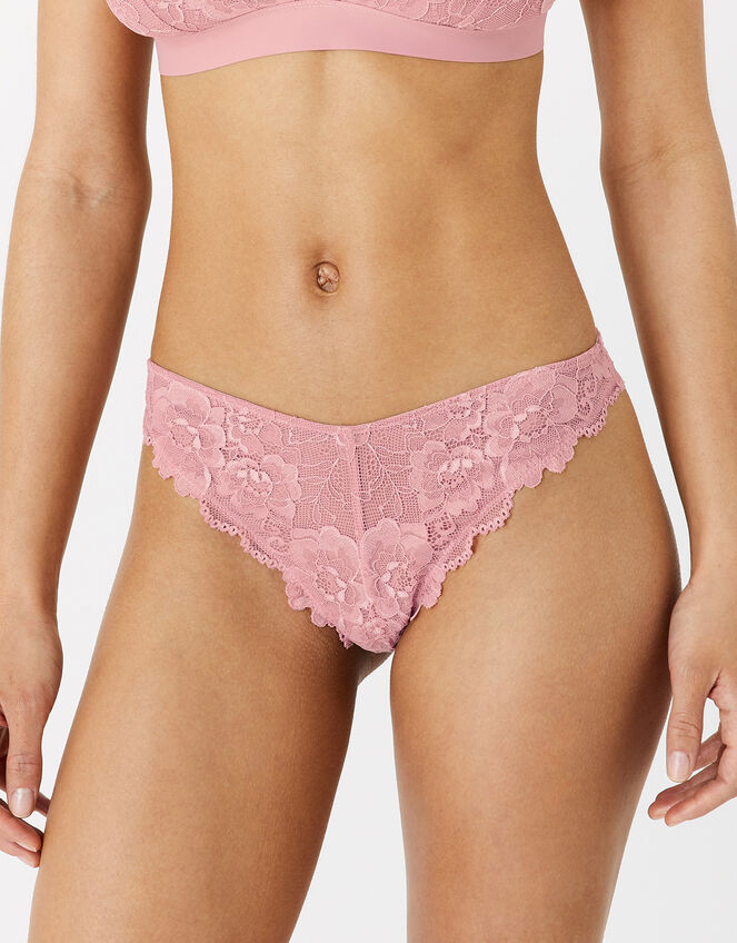 Lace Brazilian Knickers, Pink (PINK), large