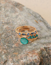 Mini Gem Stacking Rings Set of Three, Green (GREEN), large