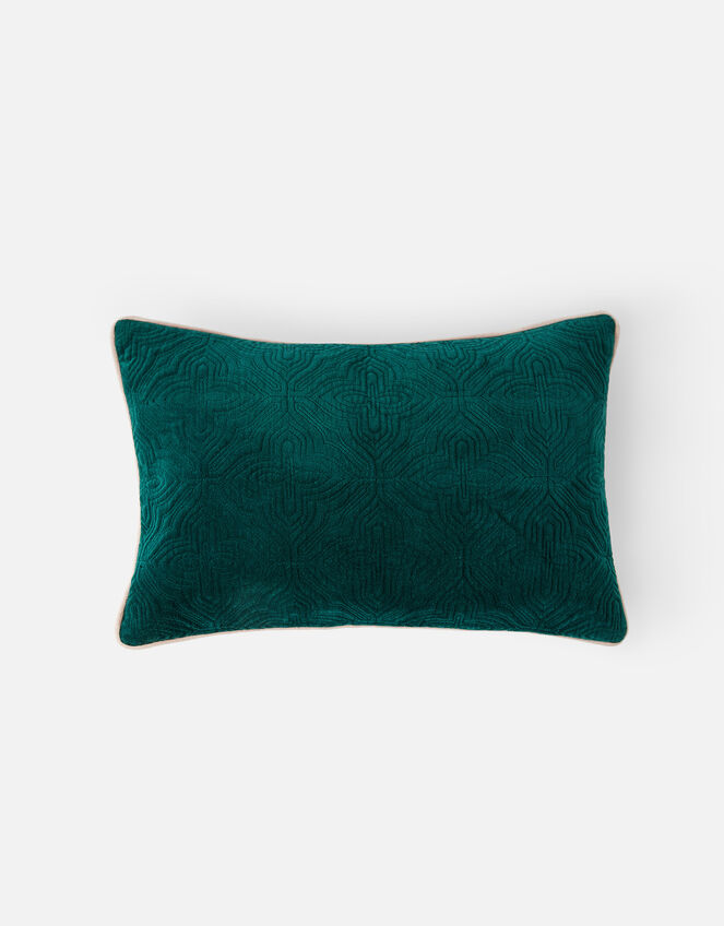 Geometric Quilted Velvet Cushion Cover, , large
