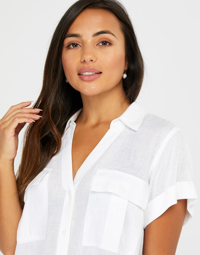 Beach Shirt Dress in LENZING™ ECOVERO™, White (WHITE), large