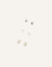 Sterling Silver Mixed Stud Set of Three, , large
