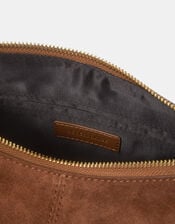 Curved Suede Crossbody Bag, , large