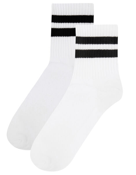 Stripe Varsity Socks Set of Two White, White (WHITE), large