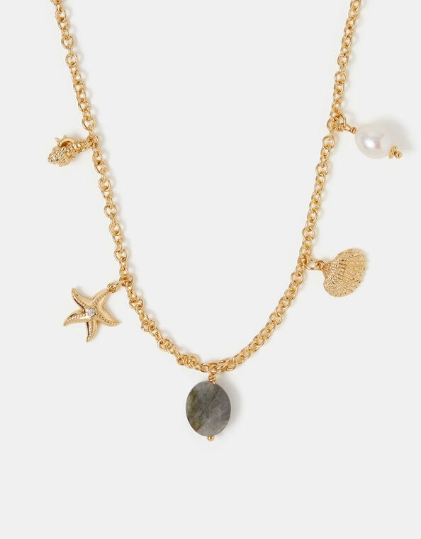 14ct Gold-Plated Ocean Charm Necklace, , large