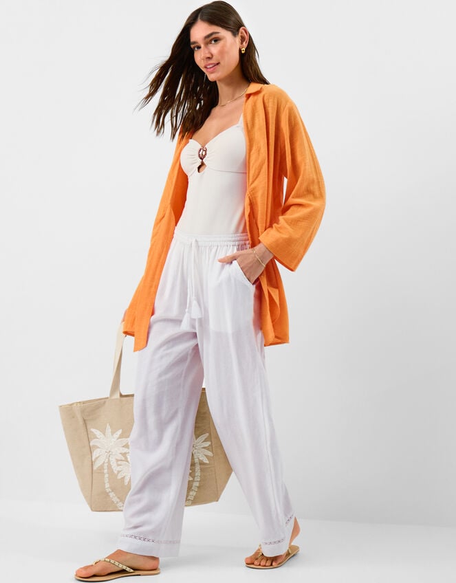 Tie Beach Cover Up Shirt, Orange (ORANGE), large